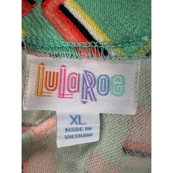 LuLaRoe XL Pencil Skirt With Geometric Coral & Mint Print - Picture 7 of 16